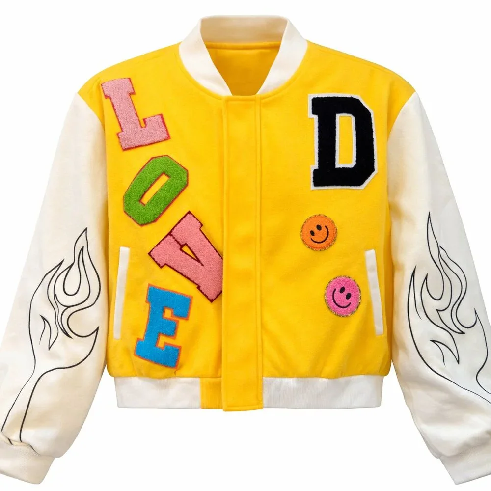 NWT Denim Love Women’s Letterman Varsity Jacket - Size Small - Picture 1 of 3